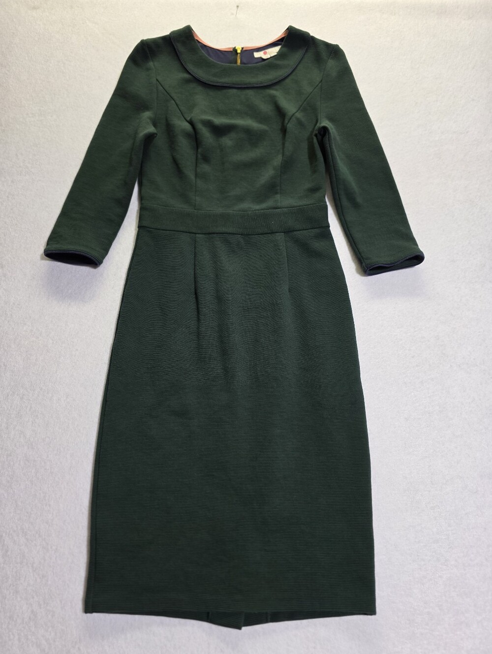 BODEN DARK GREEN TEXTURED PONTE MIDI SHEATH DRESS SZ US 4R